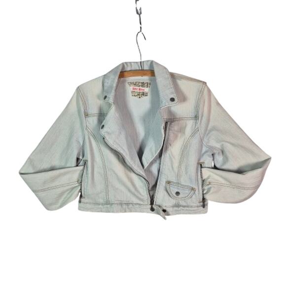 HOT KISS Vintage 90s Stonewash Denim Jean Jacket Women's Size L - Picture 8 of 12